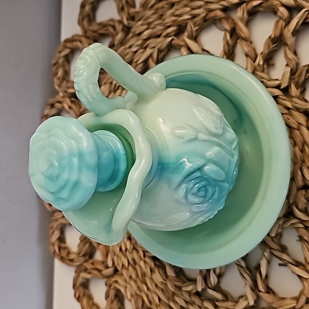 AVON Vintage 3-Piece Bath Oil Decanter Pitcher, Stopper and Bowl Moodwind